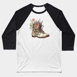 Flowers Growing From Combat Boots Baseball T-Shirt